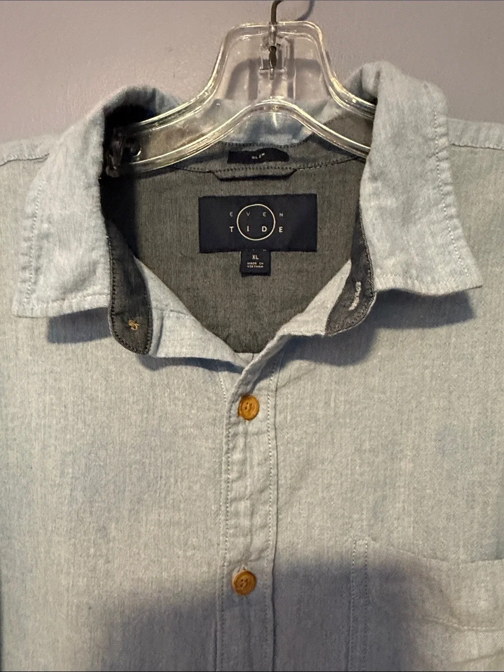 Even Tide Light Blue Button Down Shirt XL Slim Fit Cotton Casual Classic